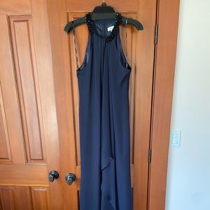 Calvin Klein long dress. Midnight/Navy with sequins around neck.